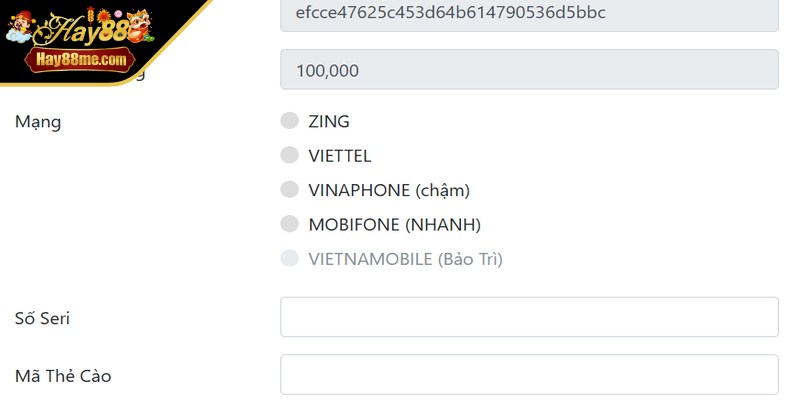 Lưu ý khi thực hiện nạp tiền Hay88